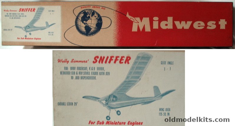 Midwest Wally Simmers' Sniffer - 29 inch Wingspan Contest or Sport Free flight Model Airplane, FG1 plastic model kit